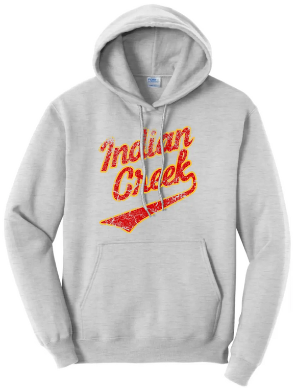 Indian Creek Distressed Cracked Script Core Fleece Hoodie