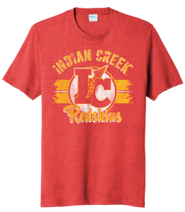 Indian Creek Distressed IC Wide Stripe Script Tri-Blend Tee