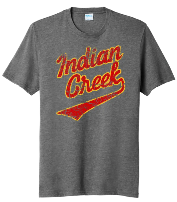 Indian Creek Distressed Cracked Script Tri-Blend Tee