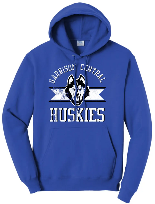 Harrison Central Distressed on Royal Core Fleece Hoodie