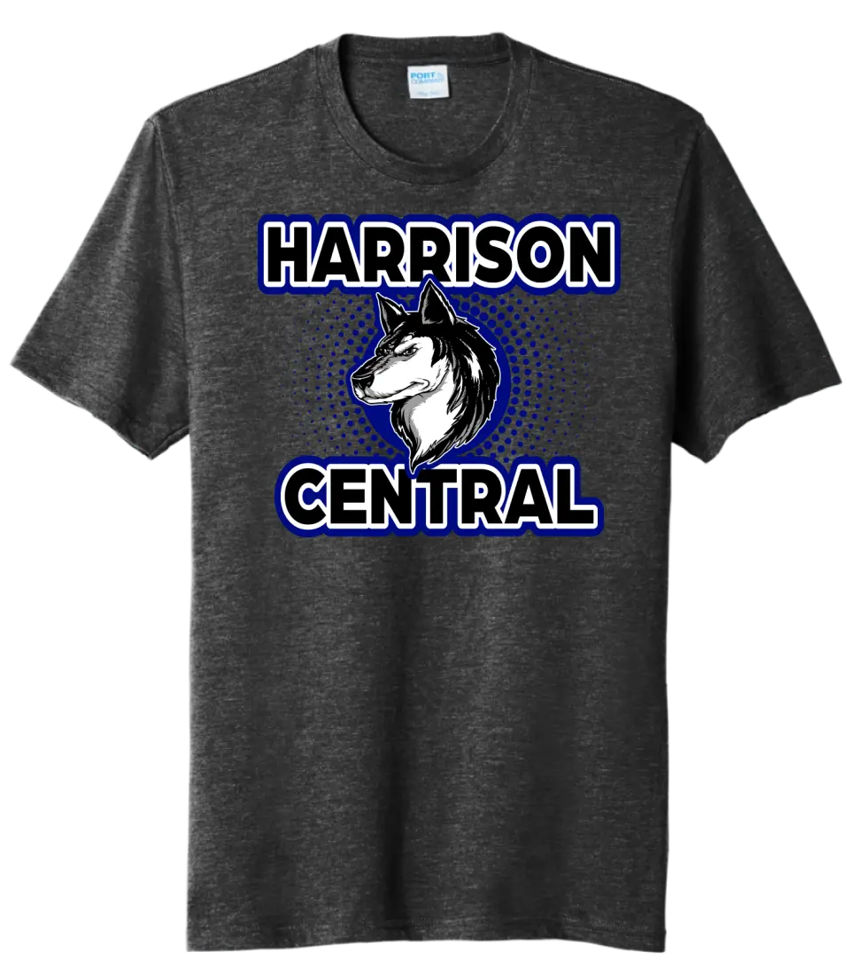 Harrison Central Huskies Background Fade Tri-Blend Tee