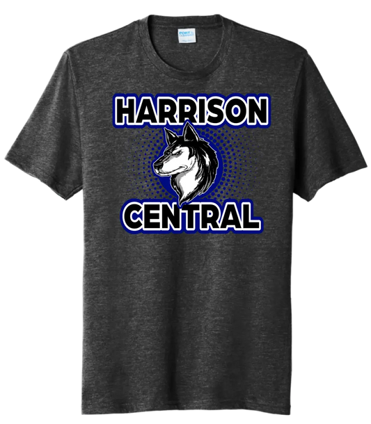 Harrison Central Huskies Background Fade Tri-Blend Tee