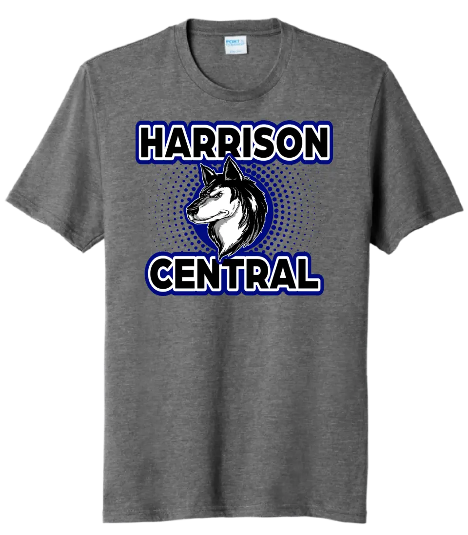 Harrison Central Huskies Background Fade Tri-Blend Tee