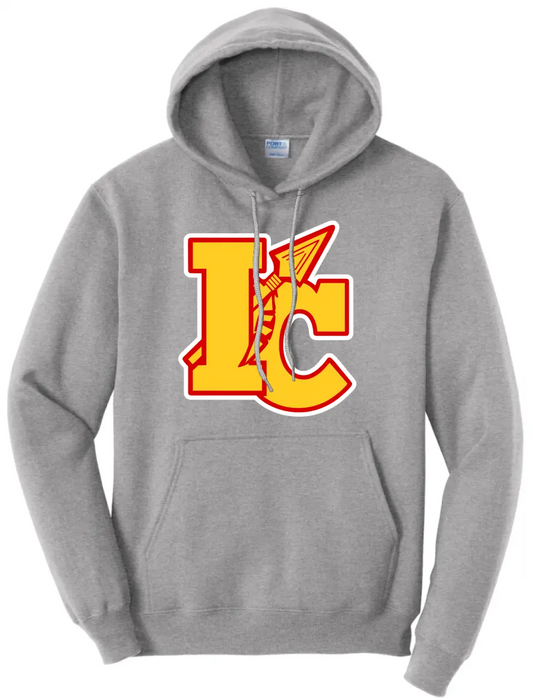 Indian Creek Logo on Gray Core Fleece Hooded Sweatshirt