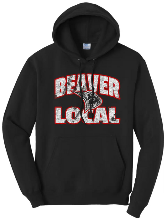 Beaver Local Bold Distressed on Black Core Fleece Hoodie