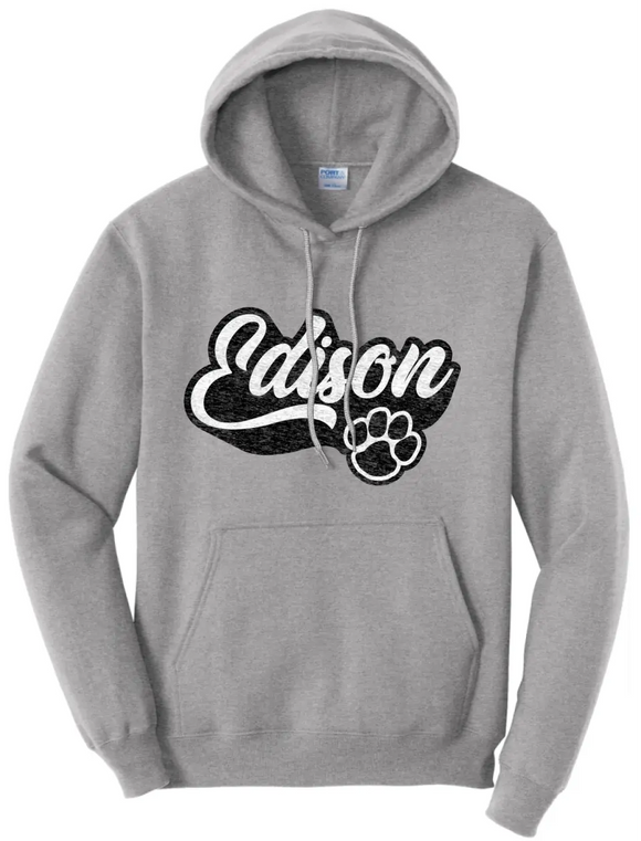 Edison Script with Paw Print Core Fleece Hoodie