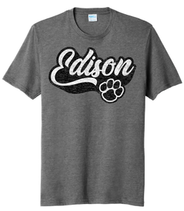 Edison Script with Paw Print Tri-Blend Tee