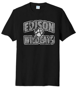 Edison Distressed Paw Tri-Blend Tee