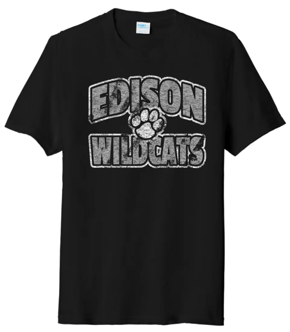 Edison Distressed Paw Tri-Blend Tee