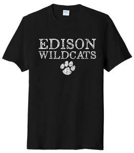 Edison Distressed Wildcats Paw Tri-Blend Tee