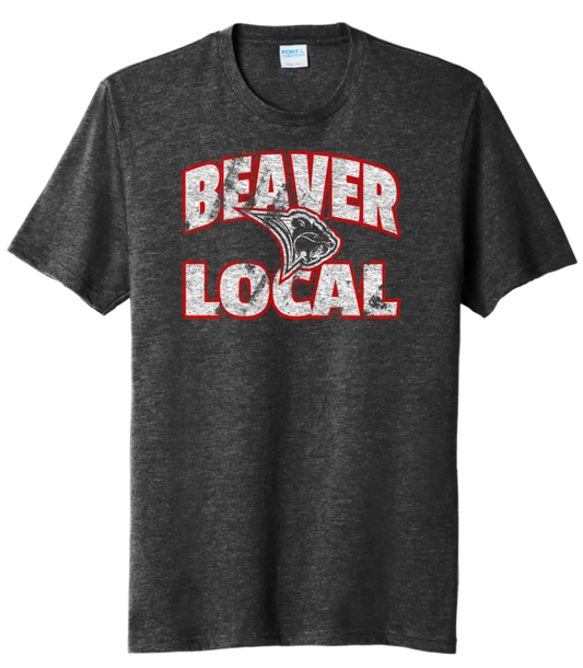 Beaver Local Bold Distressed on Black Tri-Blend Tee