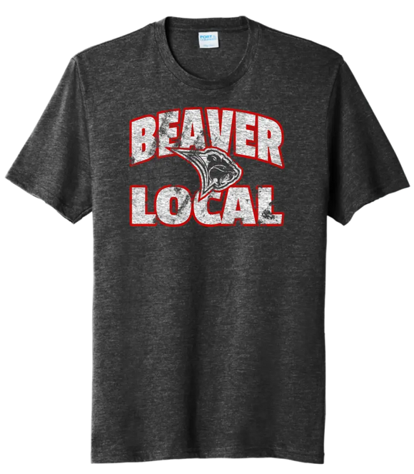 Beaver Local Bold Distressed on Black Tri-Blend Tee