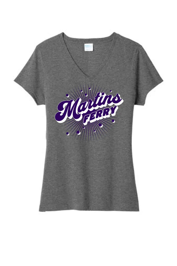 Martins Ferry 2024 100 Ladies Tri-Blend V-Neck Tee