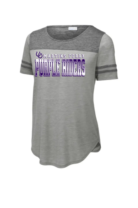 Martins Ferry 2024 102 Ladies PosiCharge Tri-Blend Wicking Fan Tee