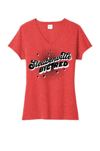 Steubenville Big Red 2024 100 Ladies Tri-Blend V-Neck Tee