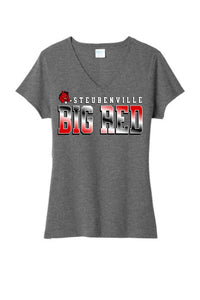 Steubenville Big Red 2024 102 Ladies Tri-Blend V-Neck Tee