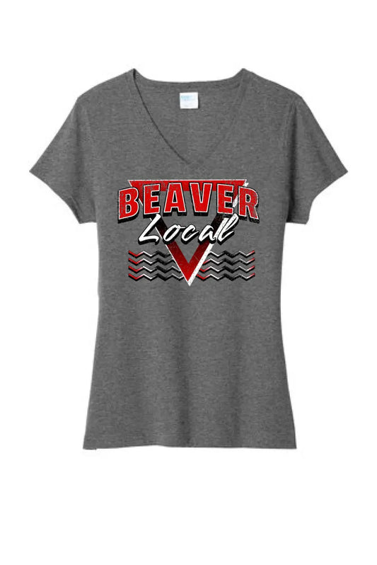 Beaver Local 2024 101 Ladies Tri-Blend V-Neck Tee