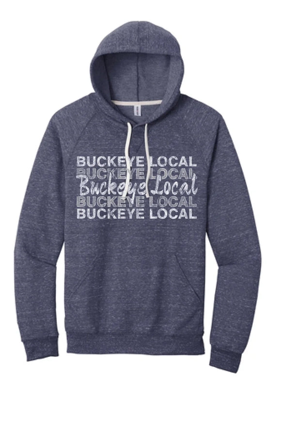 Buckeye Local 2024 003 Jerzees Snow Heather French Terry Raglan Hoodie