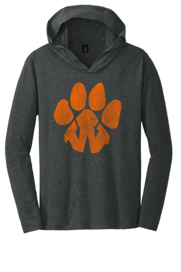 Wellsville Distressed Tiger Paw Logo Perfect Tri-Long Sleeve Hoodie