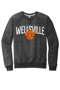 Wellsville 2024 100 Jerzees Snow Heather French Terry Raglan Crew