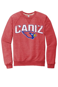 Cadiz Cardinals 2024 100 Jerzees Snow Heather French Terry Raglan Crew