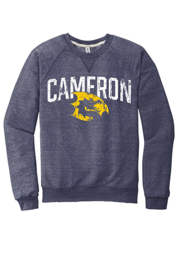 Cameron 2024 100 Jerzees Snow Heather French Terry Raglan Crew