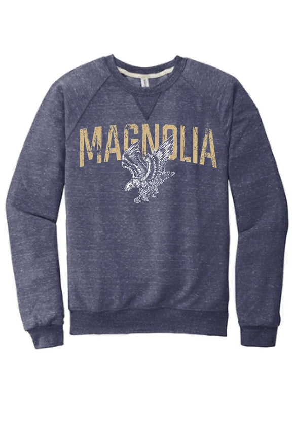 Magnolia 2024 100 Jerzees Snow Heather French Terry Raglan Crew