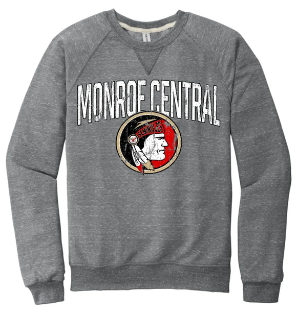 Monroe Central 2024 100 Jerzees Snow Heather French Terry Raglan Crew