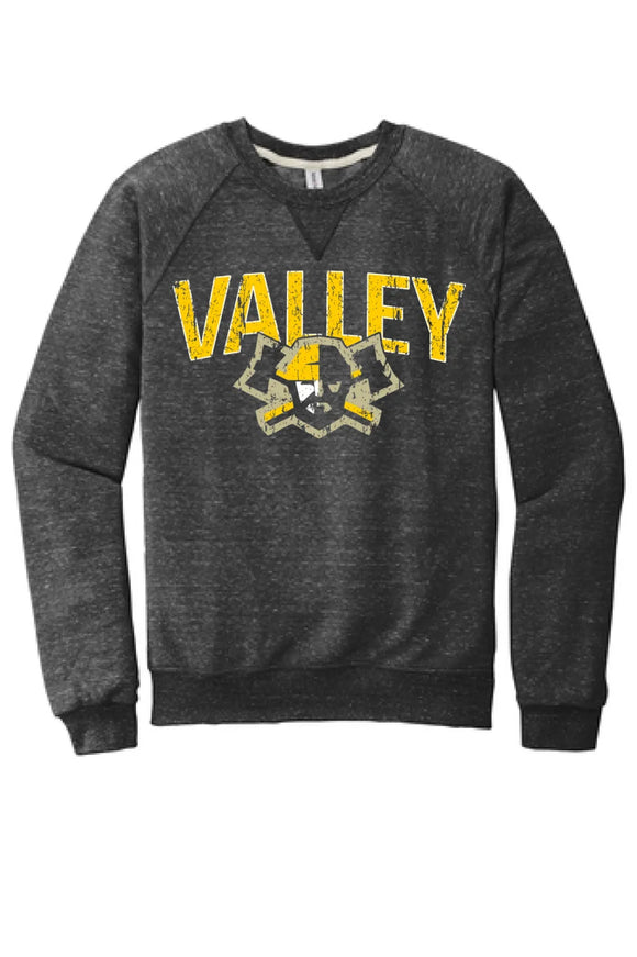 Valley 2024 100 Jerzees Snow Heather French Terry Raglan Crew