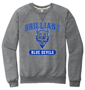 Brilliant Blue Devils 2024 100 Jerzees Snow Heather French Terry Raglan Crew