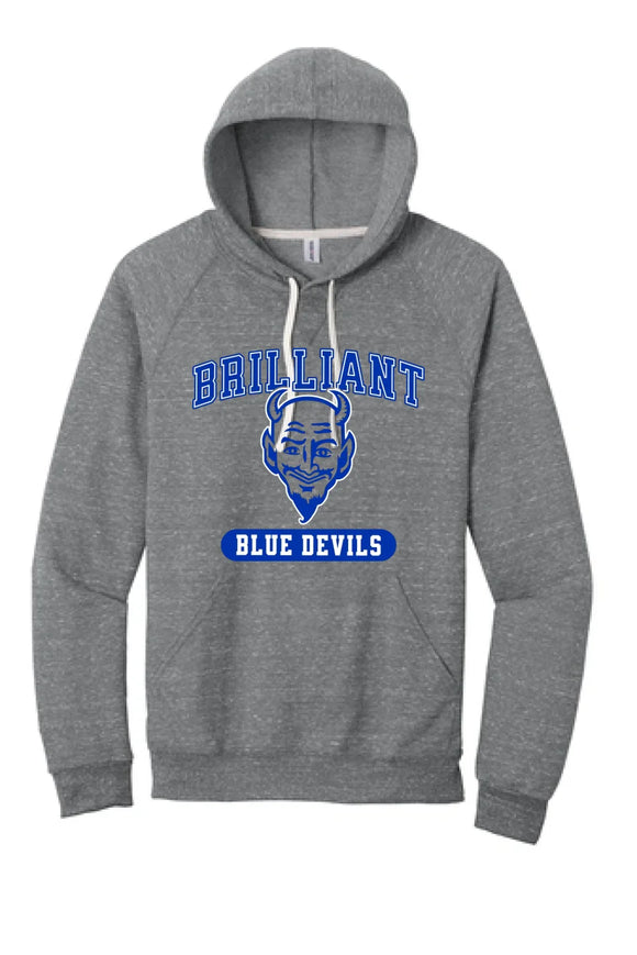 Brilliant Blue Devils 2024 100 Jerzees Snow Heather French Terry Raglan Hoodie