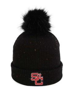 St. Clairsville Embroidery The Montage Pom Cuffed Beanie