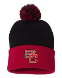 St. Clairsville Embroidery 12" Pom-Pom Cuffed Beanie