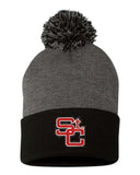 St. Clairsville Embroidery 12" Pom-Pom Cuffed Beanie