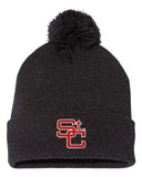 St. Clairsville Embroidery 12" Pom-Pom Cuffed Beanie