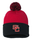 St. Clairsville Embroidery 12" Pom-Pom Cuffed Beanie