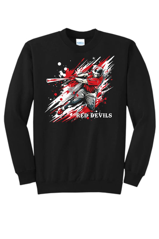 Baseball Slugger- Red CUSTOM TEXT Core Fleece Crewneck Sweatshirt