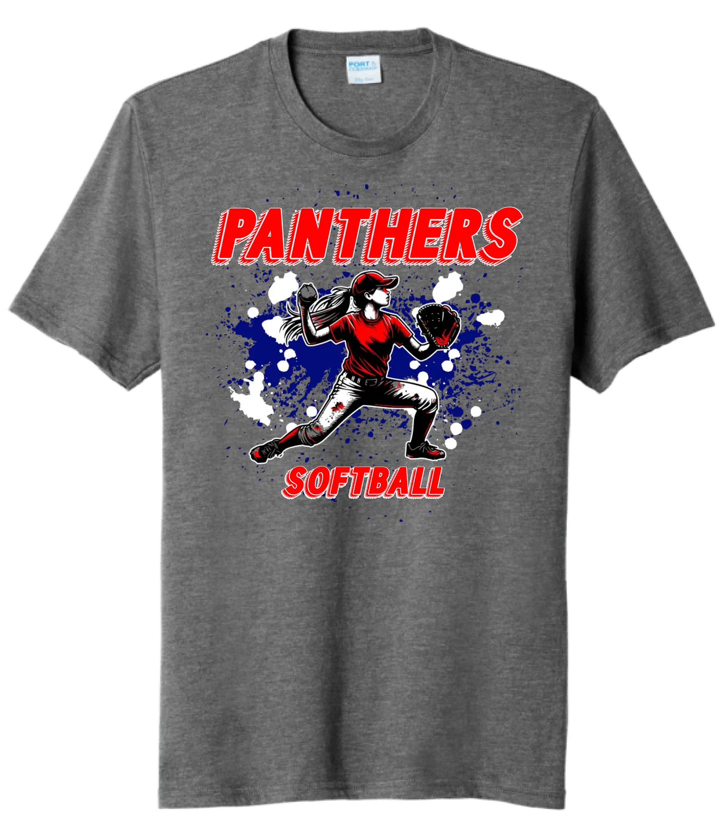 Softball Throw- Navy, White, Red CUSTOM TEXT Tri-Blend Tee