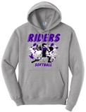 Softball Throw- Purple and White CUSTOM TEXT Core Fleece Crewneck Sweatshirt