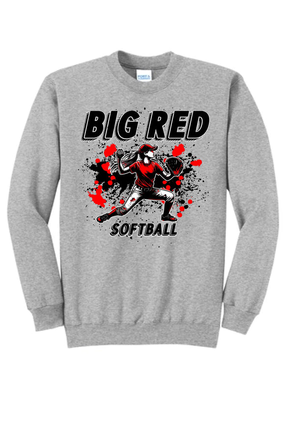 Softball Throw- Red and Black CUSTOM TEXT Core Fleece Crewneck Sweatshirt