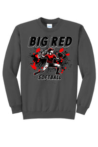 Softball Throw- Red and Black CUSTOM TEXT Core Fleece Crewneck Sweatshirt