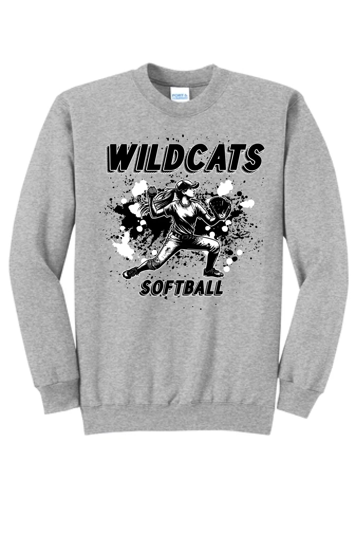 Softball Throw- Black and White CUSTOM TEXT Core Fleece Crewneck Sweatshirt