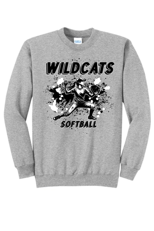 Softball Throw- Black and White CUSTOM TEXT Core Fleece Crewneck Sweatshirt