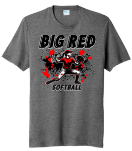 Softball Throw- Red and Black CUSTOM TEXT Tri-Blend Tee