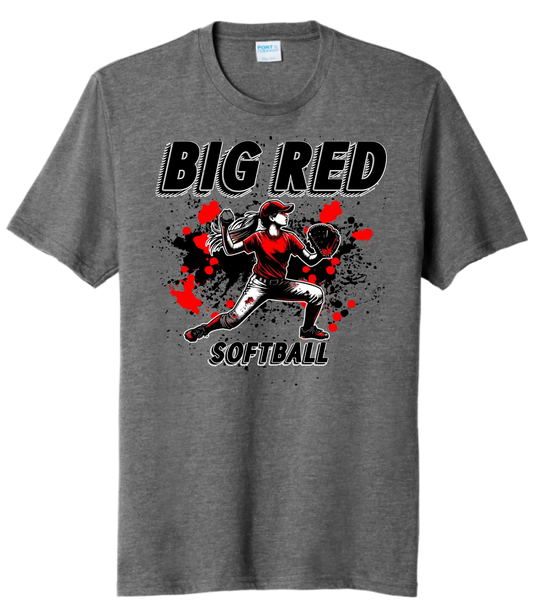 Softball Throw- Red and Black CUSTOM TEXT Tri-Blend Tee