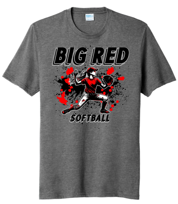 Softball Throw- Red and Black CUSTOM TEXT Tri-Blend Tee