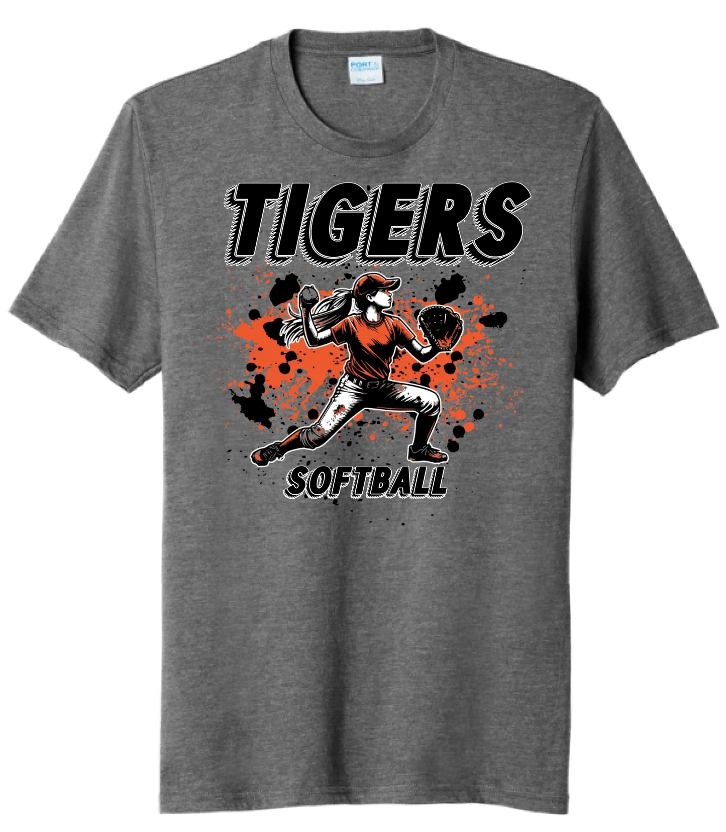 Softball Throw- Orange and Black CUSTOM TEXT Tri-Blend Tee