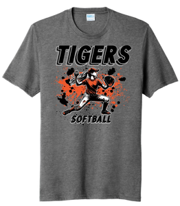 Softball Throw- Orange and Black CUSTOM TEXT Tri-Blend Tee