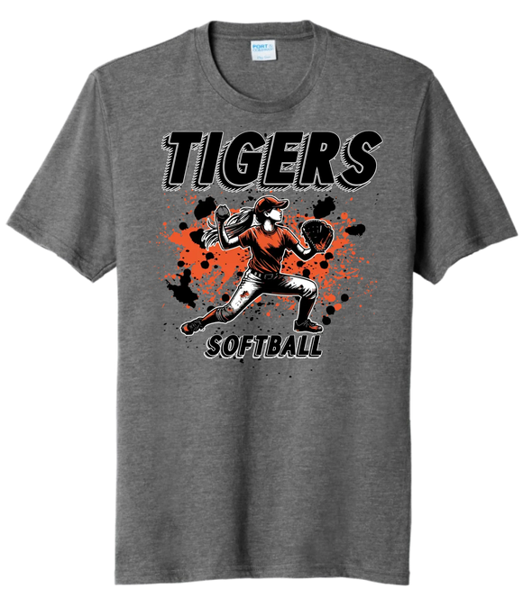 Softball Throw- Orange and Black CUSTOM TEXT Tri-Blend Tee