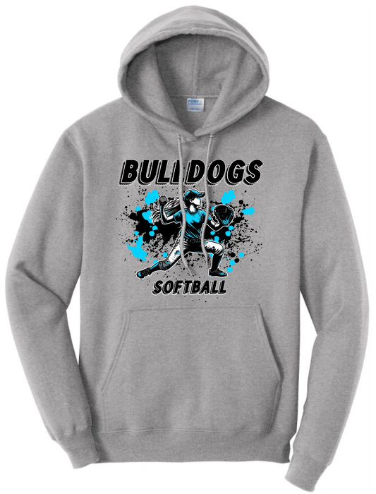 Softball Throw- Light Blue and Black CUSTOM TEXT Core Fleece Crewneck Sweatshirt
